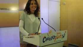 La portvaoz de CDC y alcaldesa de Sant Cigat (Barcelona), Mercè Conesa, en rueda de prensa en la sede del partido este lunes