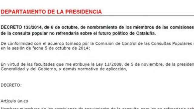 Decreto de nombramiento de los miembros de las comisiones de seguimiento del 9N