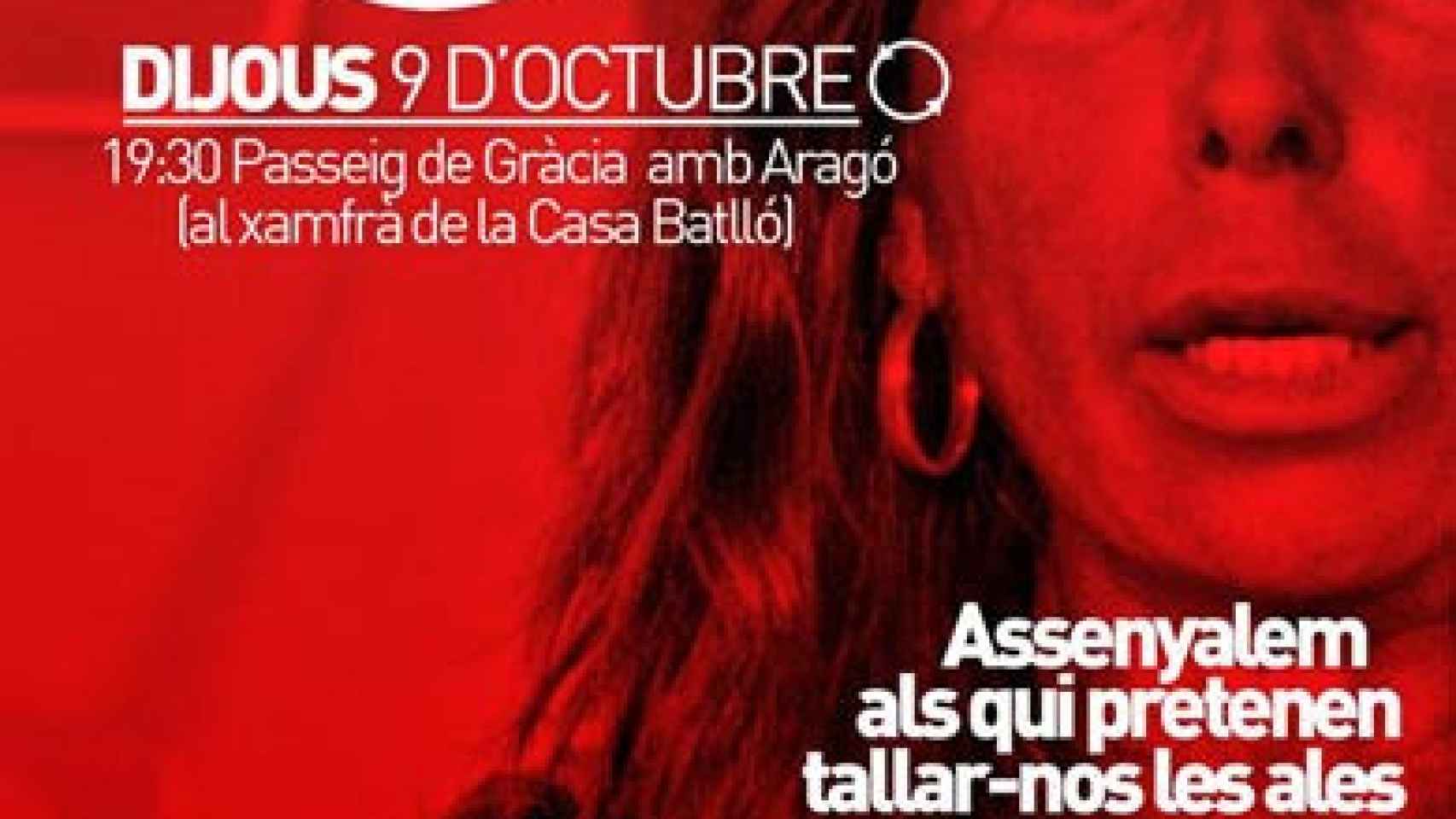 Cartel promocional del escrache organizado por la plataforma Desobeïm en el domicilio de Alicia Sánchez-Camacho