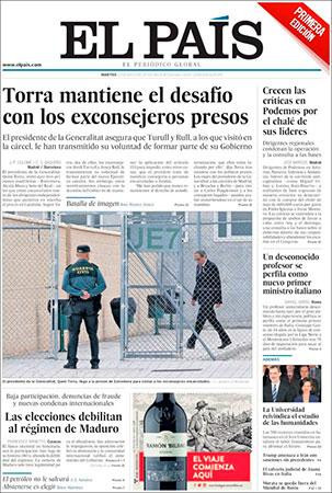 Portada de 'El País' del 22 de mayo de 2018