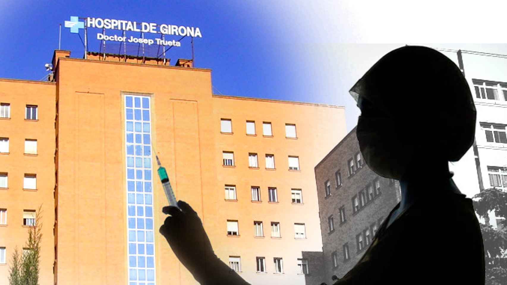 Fachada del Hospital Josep Trueta, donde una enfermera como la de la imagen lleva 20 años como eventual / CG
