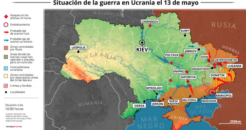 Mapa de la situación de la guerra en Ucrania este viernes / EUROPA PRESS