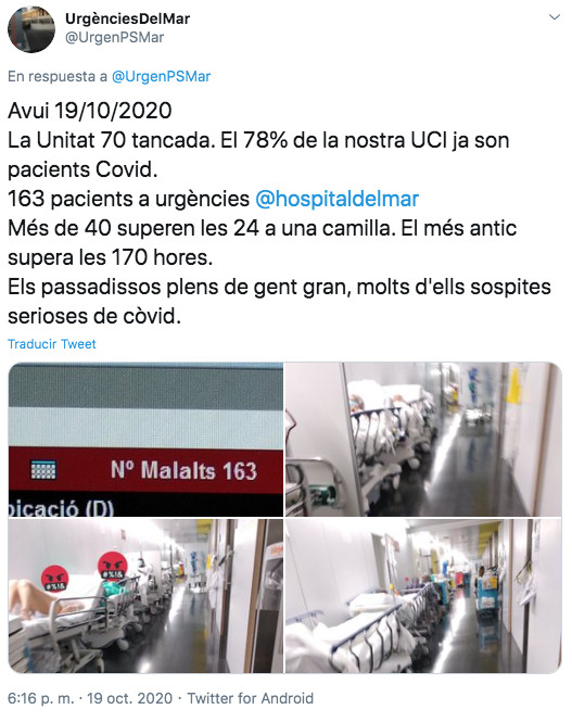Tweet de los sanitarios del Hospital del Mar / TWITTER