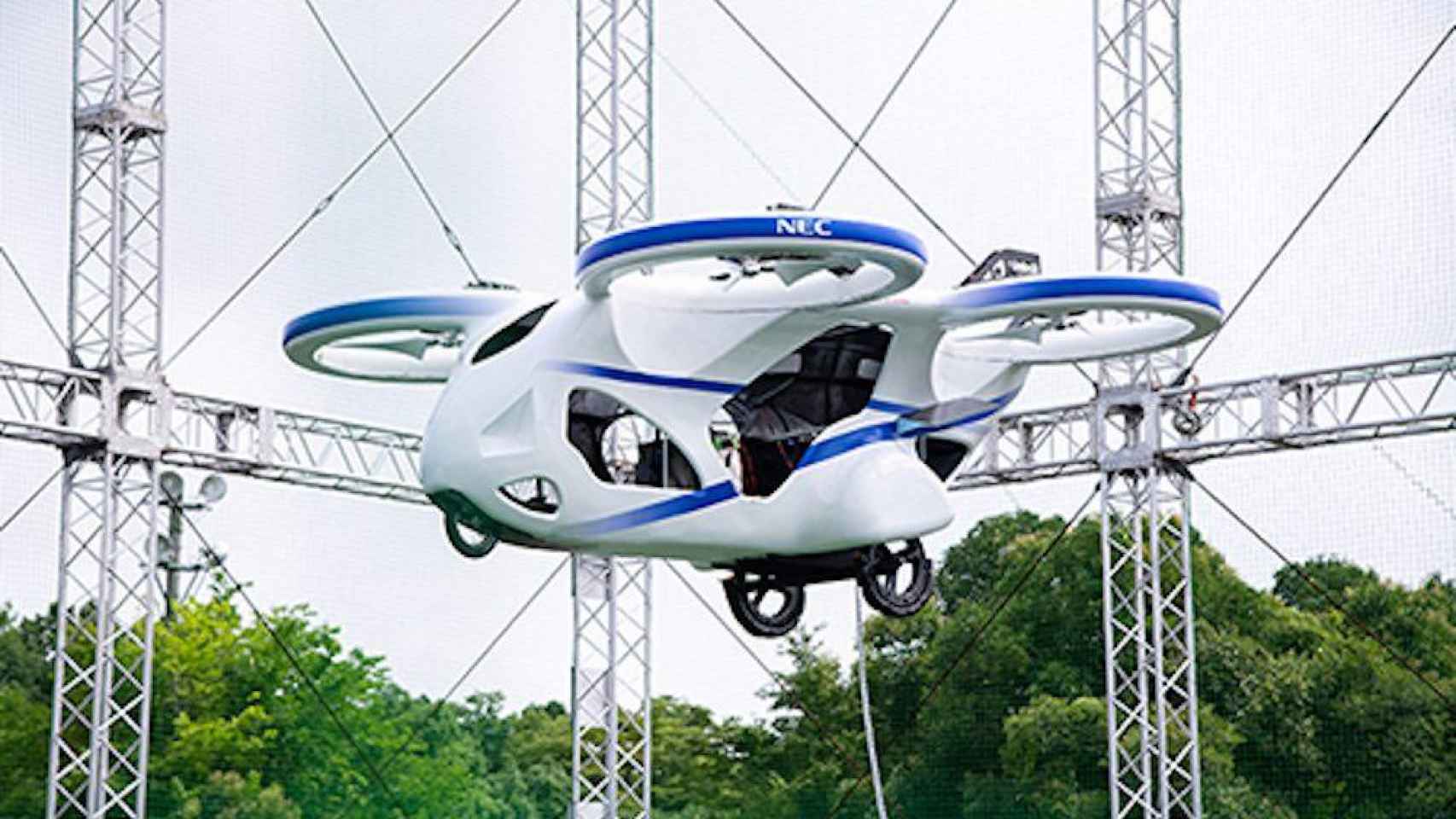 El prototipo de coche volador que NEC Corp ha revelado en Japón / NEC CORP