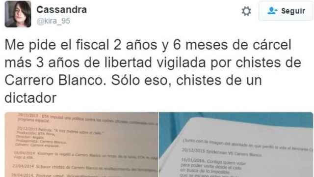 Piden dos años y medio de cárcel para Cassandra por unos tuits