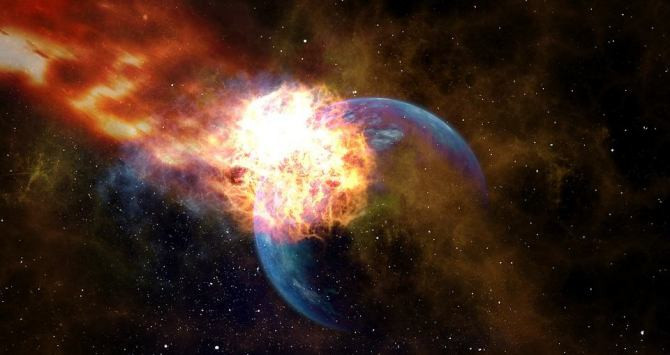 Meteoritos golpean la Tierra en una imagen virtual / CG