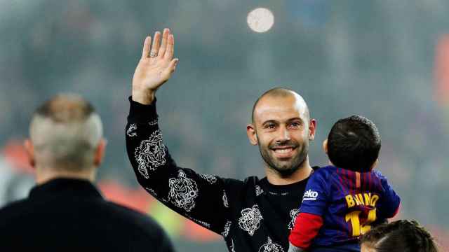 Javier Mascherano en su despedida con el Barça / EFE