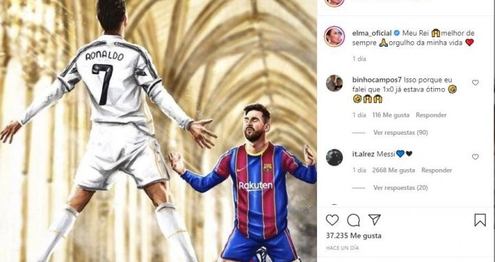 Elma Aveiro sobre Cristiano y Messi en Instagram / REDES