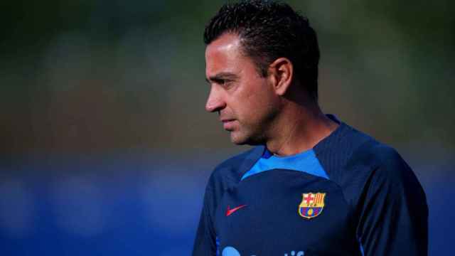 Xavi Hernández, en un entrenamiento del Barça / FCB