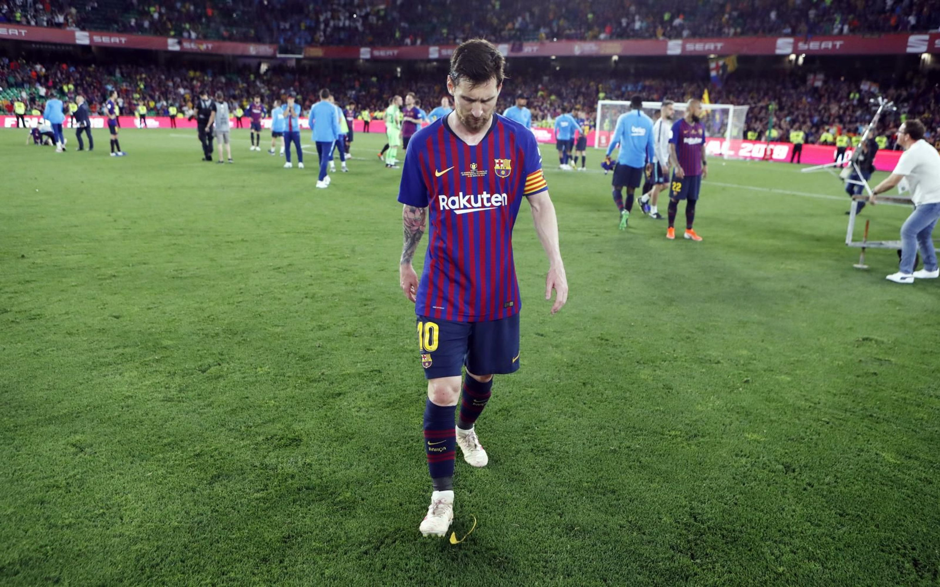 Leo Messi tras el pitido final del partido / EFE