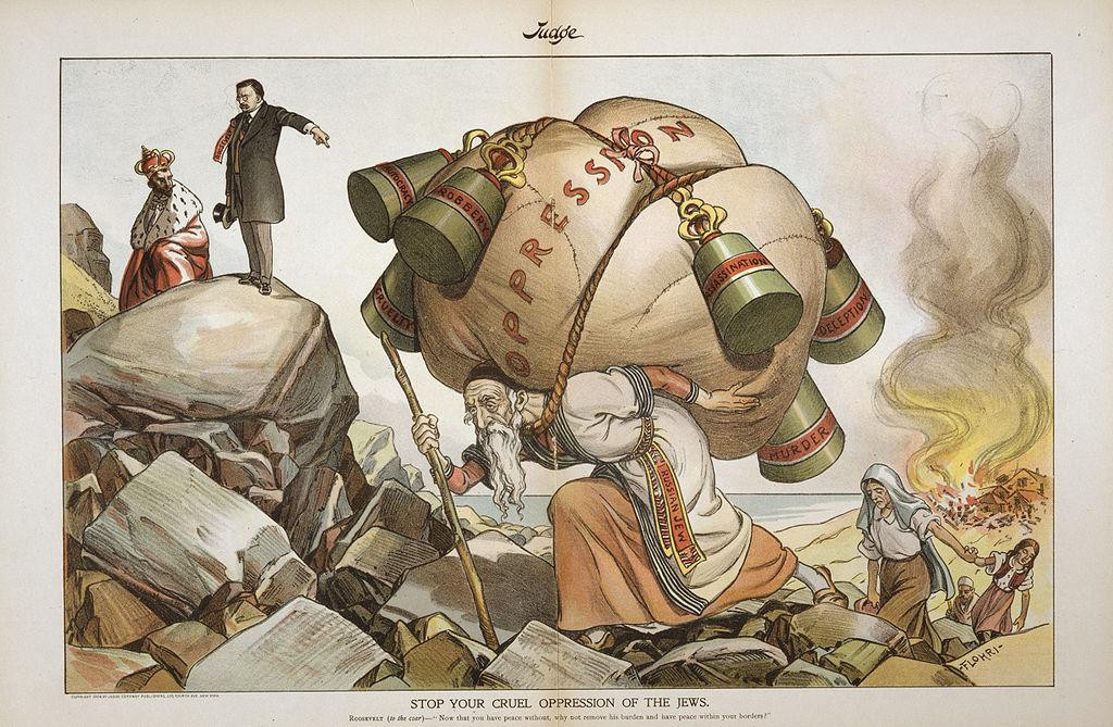 Ilustración de Emil Flohri donde se critica la opresión del Estado ruso contra los judíos