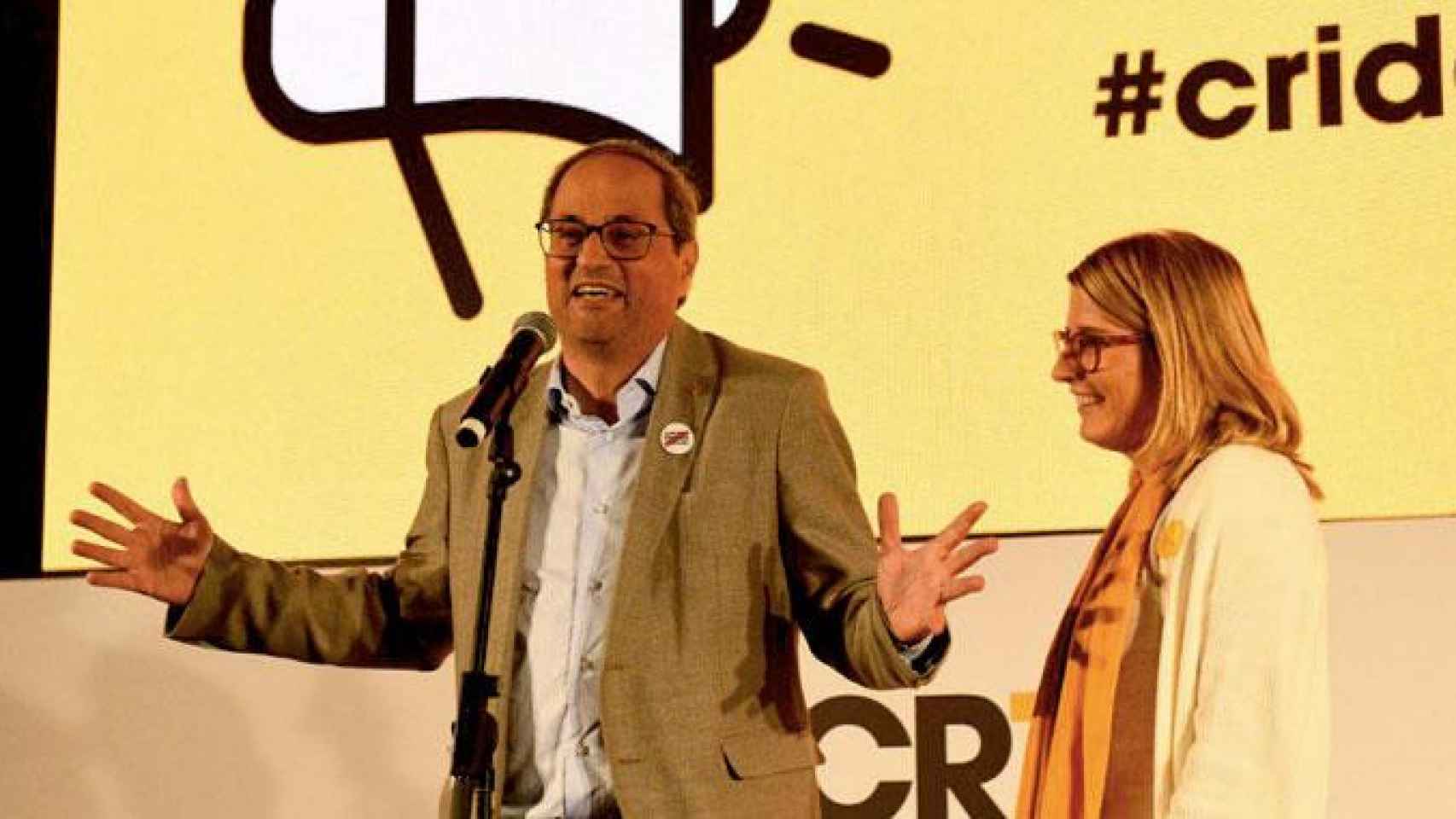 El presidente catalán, Quim Torra, y la vicepresidenta, Elsa Artadi, en la presentación de la Crida Nacional per la República / CRIDA
