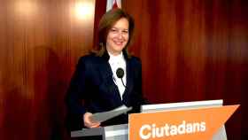 Carina Mejías, portavoz de Ciudadanos en Barcelona, en rueda de prensa / CG