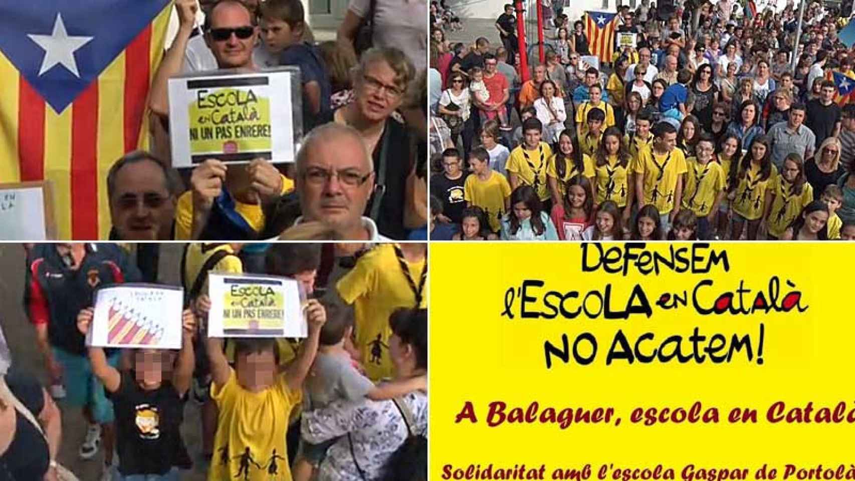 Manifestación para exigir el desacato a una sentencia que garantiza educación bilingüe a los hijos de una familia en un colegio público de Balaguer