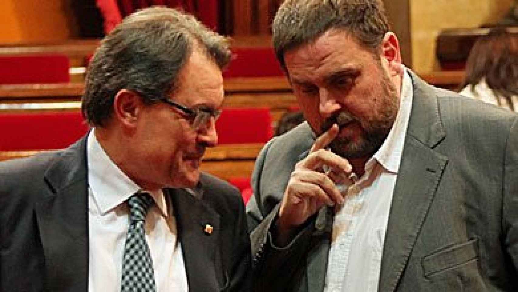 Junqueras y Mas, en el Parlament de Cataluña