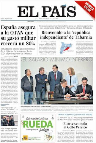 Portada de 'El País' del 27 de diciembre de 2017 / CG