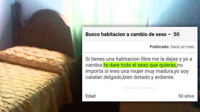 Imagen de una habitación de alquiler en Barcelona con un anuncio de sexo a cambio de habitación / CG