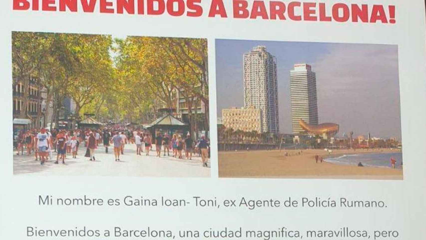 Así se anunciaba Toni, el falso expolicía rumano que ofrecía seguridad a los turistas de Barcelona / CG