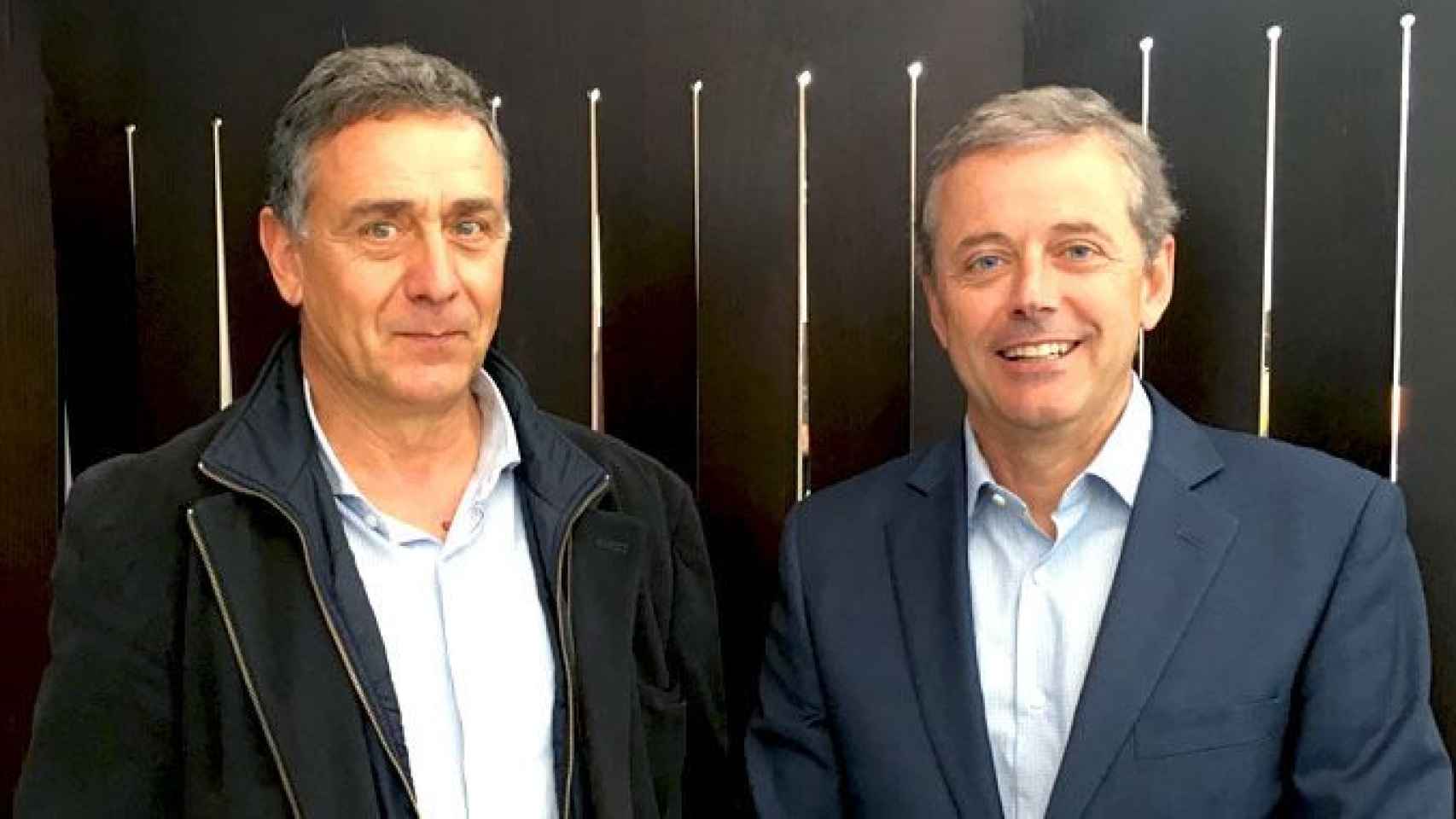 Josep Puxeu (i), director general de Anfabra, junto al presidente de la patronal de las bebidas refrescantes, John Rigau, en la edición de 2018 de la feria Alimentaria / CG