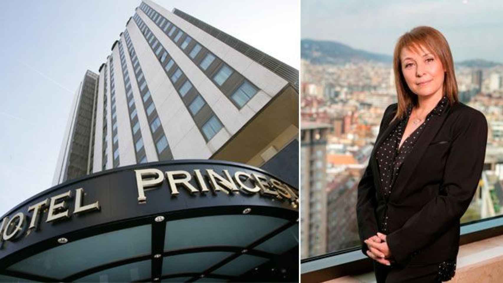 El hotel Princesa Sofía, ahora en plena reforma, y Esther Comín, exdirectora del alojamiento y consultora hotelera / CG