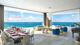 Imagen de cómo será la sala de estar de una de las residencias de lujo de Acqualina.