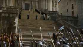 Escalinata de la Catedral de Girona en una escena de 'Juego de Tronos'.