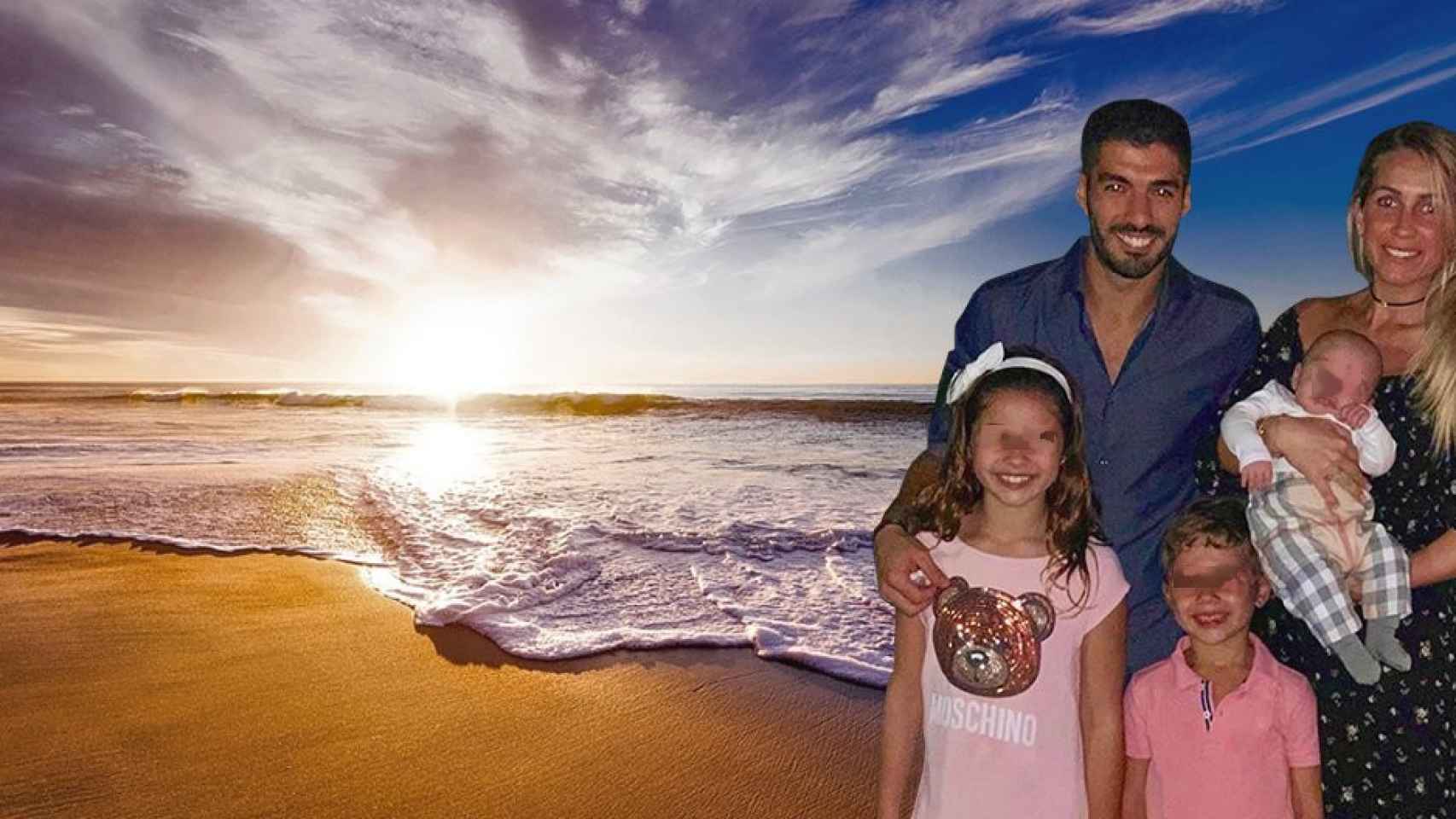 La familia Suárez-Balbi en una playa / FOTOMONTAJE DE CULEMANÍA