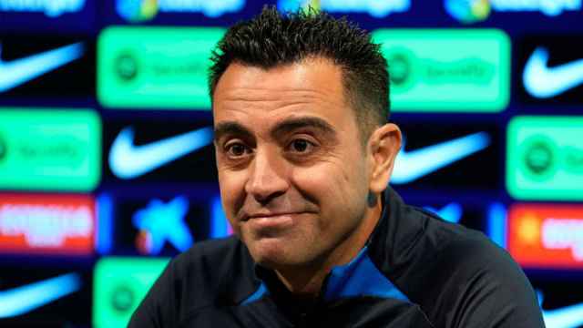 Xavi Hernández, durante la rueda de prensa previa al Barça Almería EFE