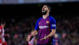 Luis Suárez lamenta una ocasión con el FC Barcelona / EFE