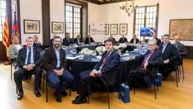 Quique Tombas (centro), reunido con la junta directiva del Barça que preside Josep Maria Bartomeu / FCB