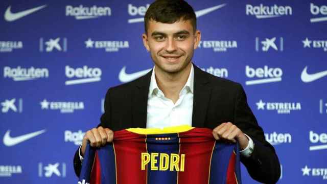 Pedri González en su presentación como jugador del primer equipo del Barça / EFE