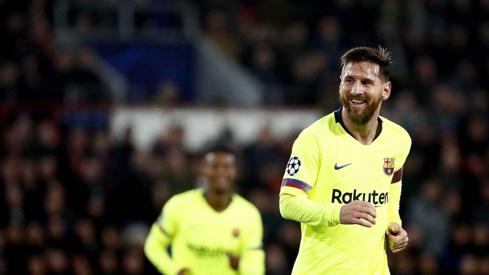 Una foto de Messi celebrando su gol frente al PSV / EFE