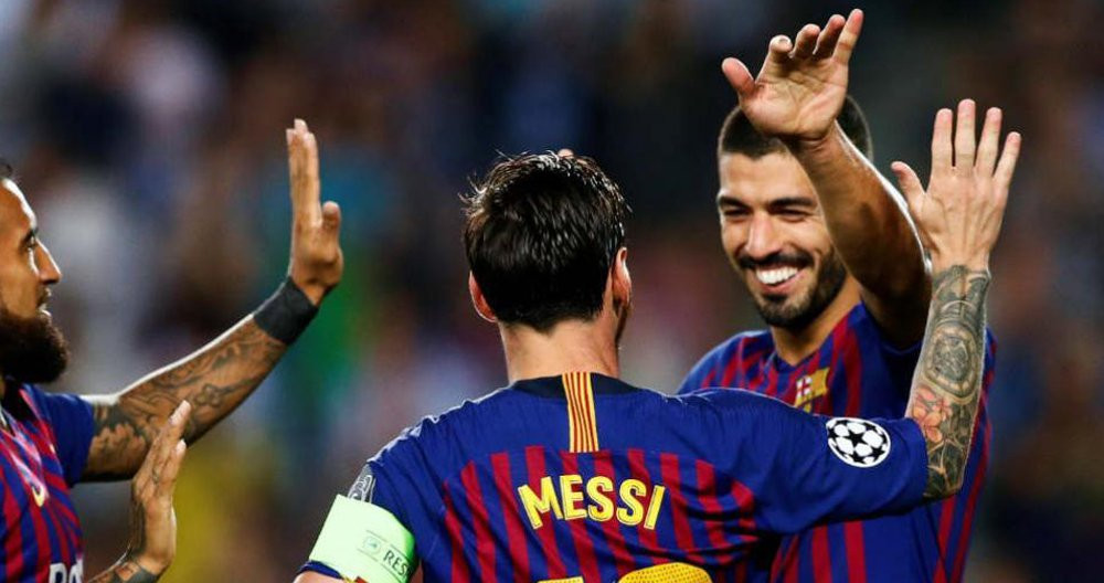 Luis Suárez y Leo Messi celebran un gol del Barça / EFE