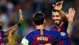 Luis Suárez y Leo Messi celebran un gol del Barça / EFE