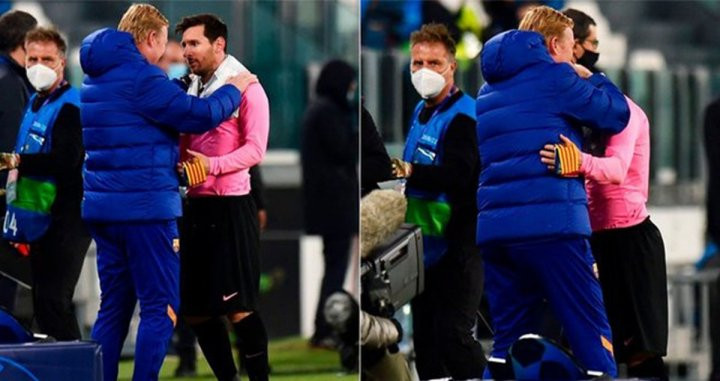 Messi y Koeman se abrazan al final del partido en Turín / REDES