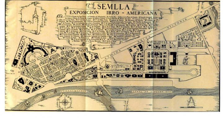 Plano oficial de la Exposición Iberoamericana de Sevilla (1929)