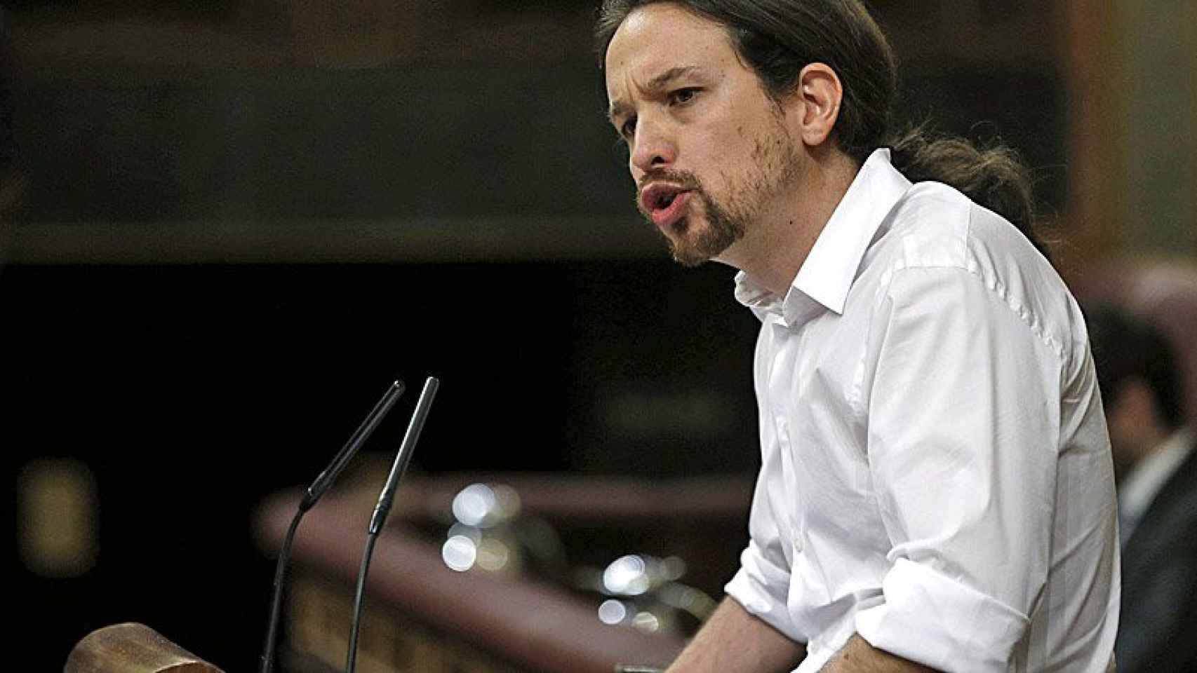 Pablo Iglesias, líder de Podemos, durante el debate de investidura.