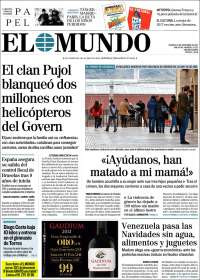 Portada de El Mundo: Junqueras, Puigdemont y ERC