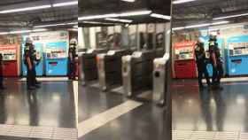 Tres imágenes de la batalla campal en el Metro de Barceloneta / CG
