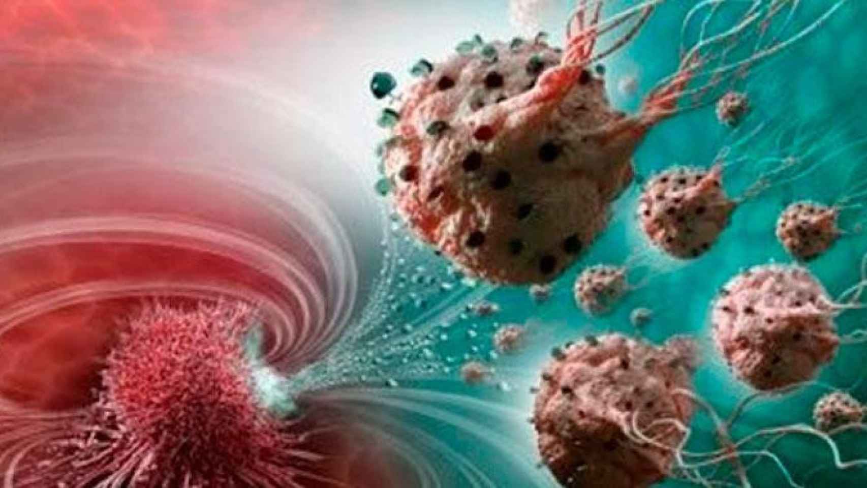 Imagen ilustrativa de nanorobots que administran fármacos a las células tumorales terapia