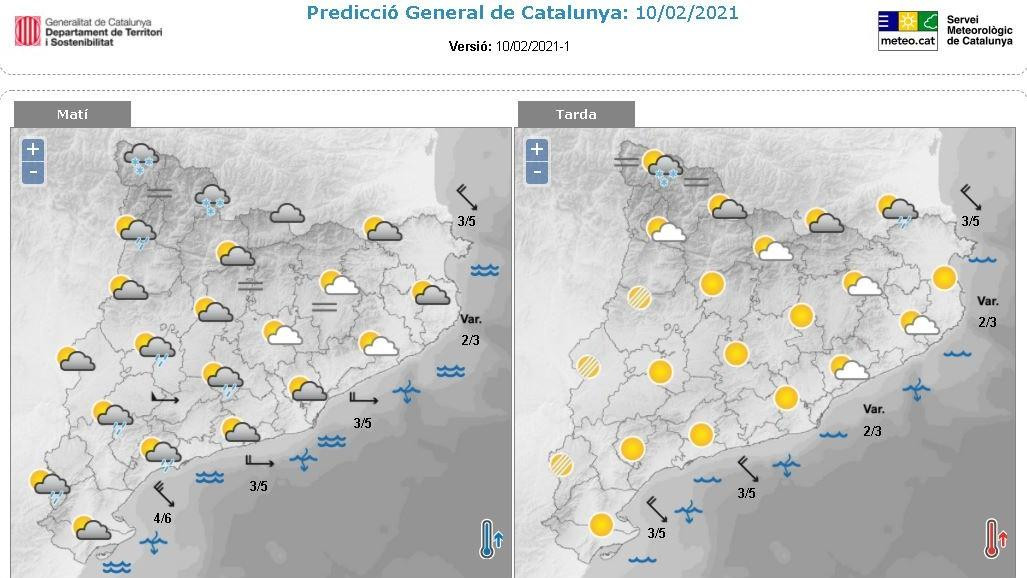 Predicción general para este 10 de febrero en Cataluña / METEOCAT