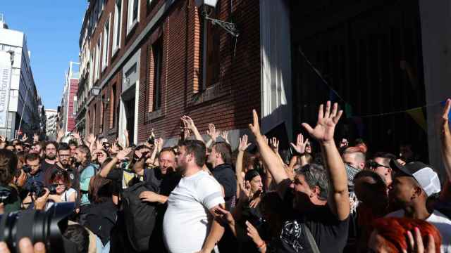 Manifestación en uno de los pisos okupados / EP