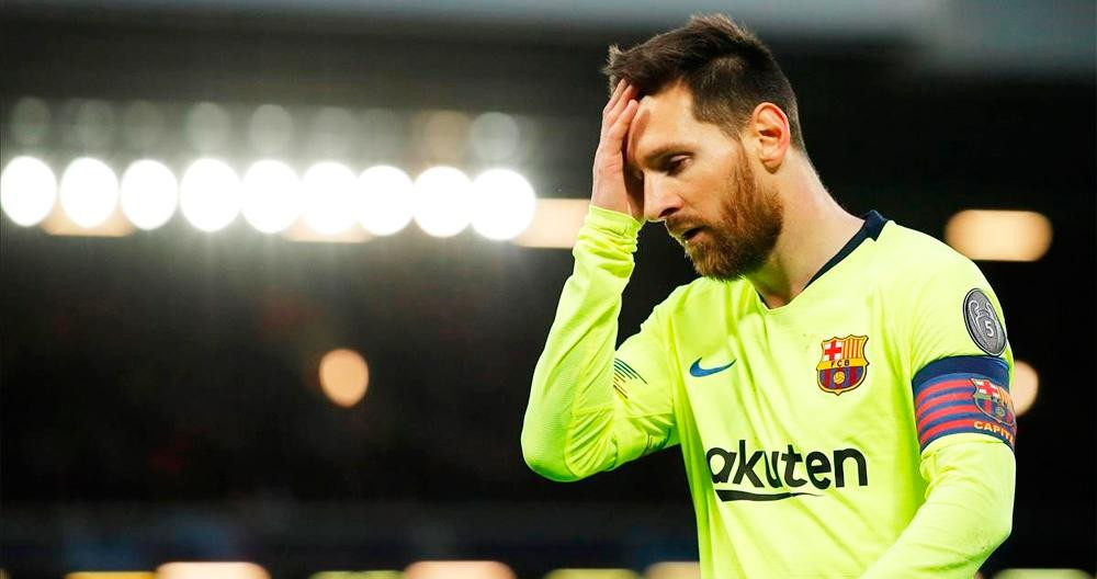 Lionel Messi, durante el partido en Anfield (Liverpool) en el que el FC Barcelona fue eliminado de la Champions League / EFE