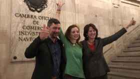 Joan Canadell, Mònica Roca y Elisenda Palazie celebran la victoria de la candidatura de la ANC en las elecciones de la Cámara de Comercio / ANC