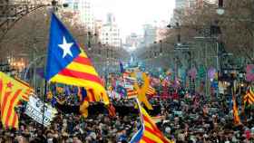 Imagen de la manifestación de esta semana, cuya división ha propiciado dos candidaturas independentistas a la Cámara de Comercio de Barcelona / EFE