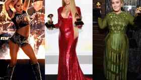Lady Gaga, Beyoncé y Adele durante la gala de los Grammy