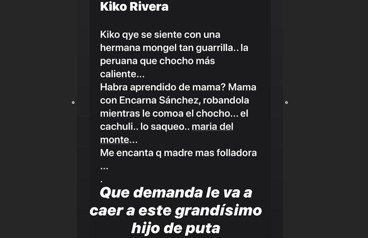Kiko Rivera recibe un correo en el que se pone a parir a su madre y hermana / INSTAGRAM