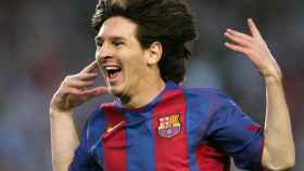 Leo Messi celebra uno de sus primeros goles con el Barça / UEFA
