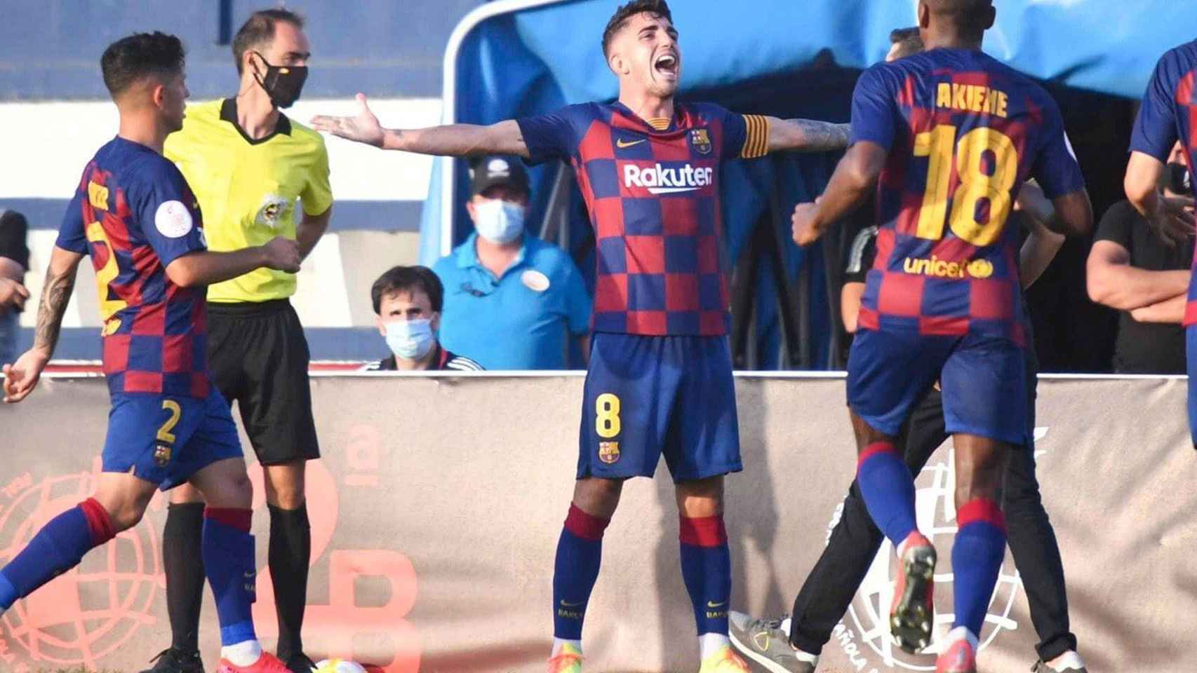 Celebración del gol de Monchu contra el Sabadell / FCB