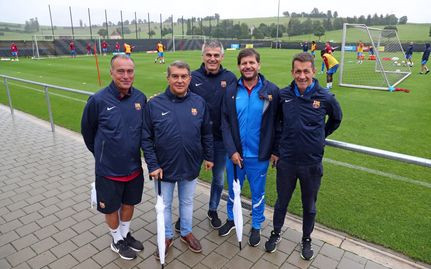 Yuste, Laporta, Masip, Alemany y Planes en el 'stage' del Barça en Alemania / FC Barcelona